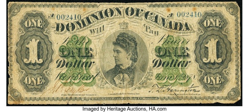 Canada Dominion of Canada $1 1.6.1878 Pick 17a DC-8a Very Good. 

HID09801242017...