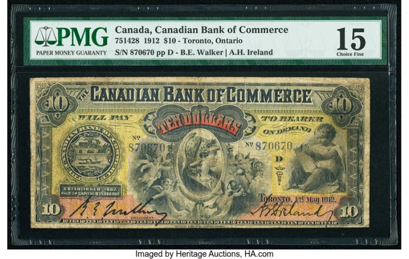 Canada Toronto, ON- Canadian Bank of Commerce $10 1.5.1912 Pick S961 Ch.# 75-14-...