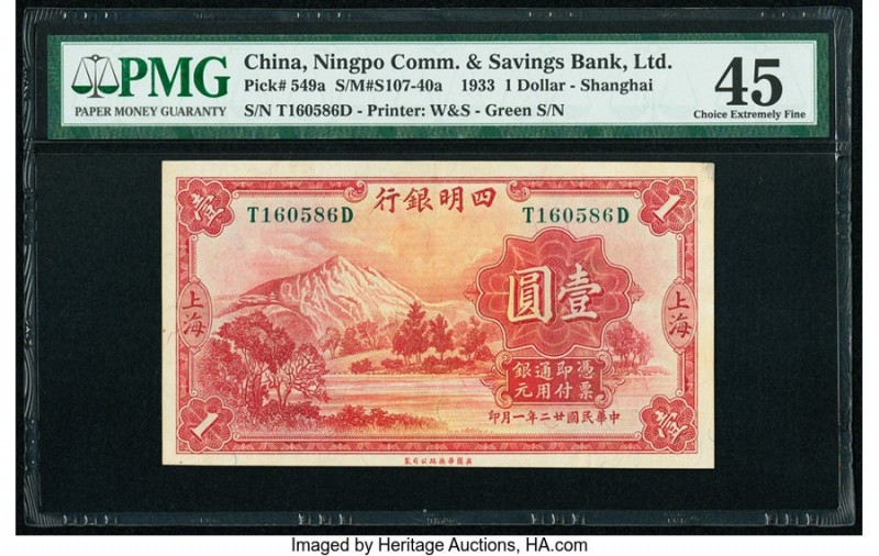 China Ningpo Commercial Bank, Shanghai 1 Dollar 1.1.1933 Pick 549a S/M#S107-40a ...