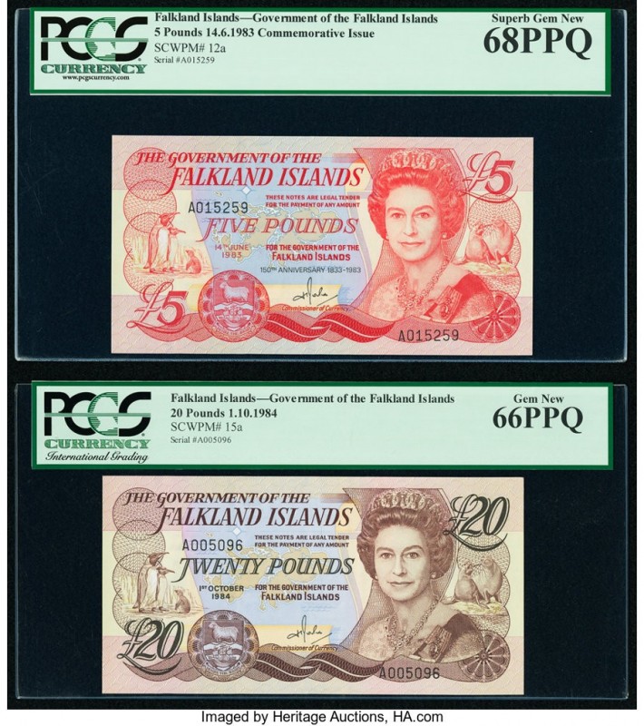 Falkland Islands Government of the Falkland Islands 5; 20 Pounds 14.6.1983; 1.10...