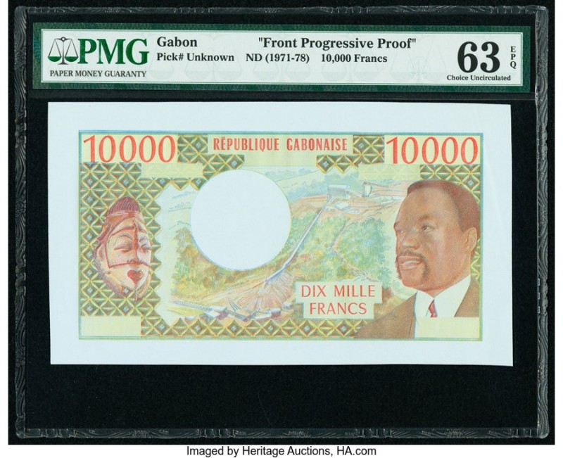 Gabon Banque Centrale 10,000 Francs ND (1971-78) Pick UNL Front Progressive Proo...
