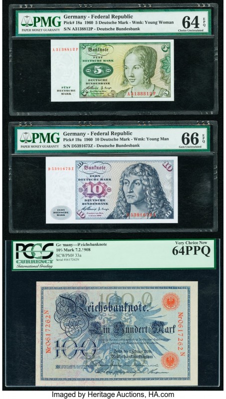 Germany Deutsche Bundesbank 5 Deutsche Mark 9.1.1960 Pick 18a PMG Choice Uncircu...