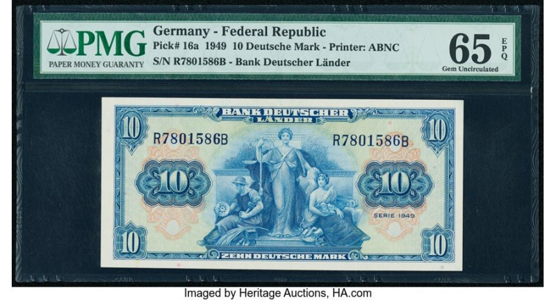 Germany Federal Republic Bank Deutscher Lander 10 Deutsche Mark 1949 Pick 16a PM...