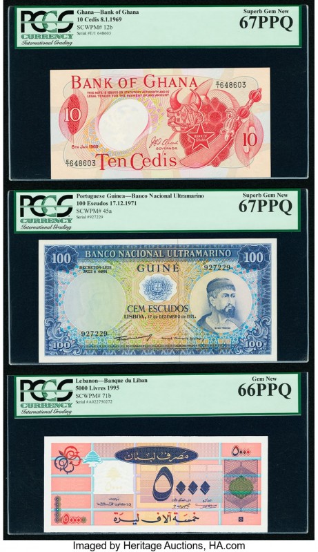 Ghana Bank of Ghana 10 Cedis 8.1.1969 Pick 12b PCGS Superb Gem New 67 PPQ; Leban...