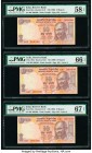 India Reserve Bank of India 10 Rupees ND (1996) Pick 89m Jhun6.4.12.2I Nine Serial Number Examples PMG Choice About Unc 58 EPQ; Gem Uncirculated 66 EP...