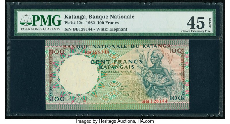 Katanga Banque Nationale du Katanga 100 Francs 18.5.1962 Pick 12a PMG Choice Ext...