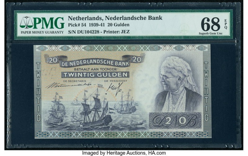 Netherlands Nederlandsche Bank 20 Gulden 19.3.1941 Pick 54 PMG Superb Gem Unc 68...
