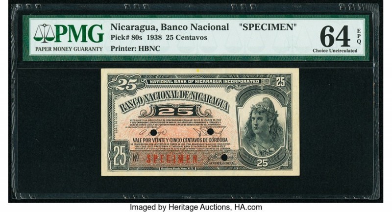 Nicaragua Banco Nacional de Nicaragua 25 Centavos 1938 Pick 80s Specimen PMG Cho...