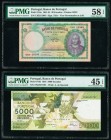 Portugal Banco de Portugal 20; 5000 Escudos 25.5.1954; 31.10.1991 Pick 153a; 184d Two Examples PMG Choice About Unc 58 EPQ; Choice Extremly Fine 45 EP...