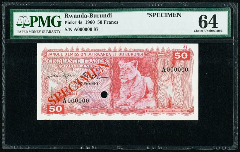 Rwanda-Burundi Banque d'Emission du Rwanda et du Burundi 50 Francs 15.9.1960 Pic...