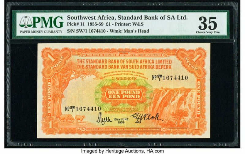 Southwest Africa Standard Bank of South Africa Ltd. 1 Pound 15.6.1959 Pick 11 PM...