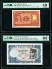 Spain Banco de Espana 500 Pesetas 1971 (ND 1973) Pick 153a PMG Choice Uncirculated 64 EPQ; Italy Biglietto di Stato 100 Lire 1951 Pick 92b PMG Extreme...