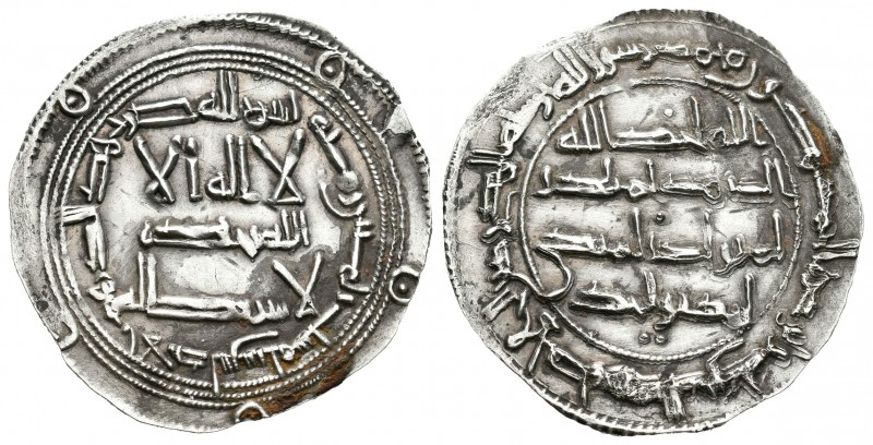 Emirato. Al Hakam I. Dirhem. 186 H. Al Andalus. (Vives-84). Ag. 2,74 g. Dos punt...
