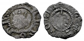 Corona de Aragón. Alfonso IV (1327-1336). Óbolo. (Cru-831 variante). Anv.: ALFONSVS RX. Rev.: COMES ROCIL. Ve. 0,43 g. Leyendas completas. MBC-. Est.....