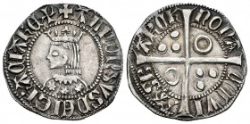 Corona de Aragón. Alfonso IV (1327-1336). Croat. Barcelona. (Cru G-2184). (Cru-366). Ag. 3,11 g. CIVI en tres puntos. Pátina oscura. EBC-. Est...300,0...
