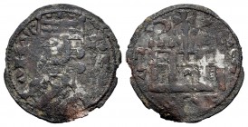 Reino de Castilla y León. Alfonso VIII (1158-1214). Dinero. (Bautista-314.2). Ve. 0,96 g. Con C retrógrada y estrella a los lados de la cruz. Escasa. ...