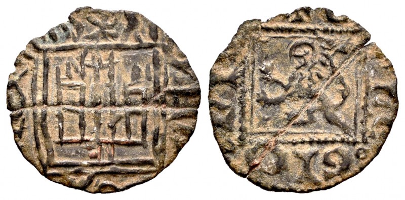 Reino de Castilla y León. Enrique II (1368-1379). Novén falso de época. Doblez d...