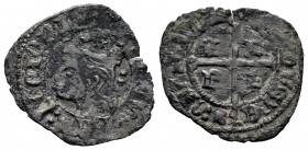 Reino de Castilla y León. Enrique II (1368-1379). Cruzado. (Bautista-637). Ve. 1,01 g. Con dos puntos detrás del busto. Escasa. MBC-. Est...50,00. Eng...