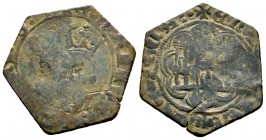 Reino de Castilla y León. Enrique IV (1454-1474). Cuartillo. Ae. 3,44 g. Sobre cospel de cobre hexagonal. Muy interesante. BC+. Est...60,00. English: ...