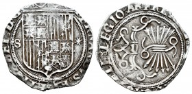 Fernando e Isabel (1474-1504). 1 real. Sevilla. (Cal 2008-379). (Cal 2019-420). Ag. 3,34 g. Escudo entre S y estrella. MBC-. Est...40,00. English: Cat...