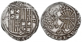 Fernando e Isabel (1474-1504). 1 real. Sevilla. (Cal 2008-439.1). Ag. 3,34 g. MBC-. Est...40,00. English: Catholic Kings (1474-1504). 1 real. Sevilla....
