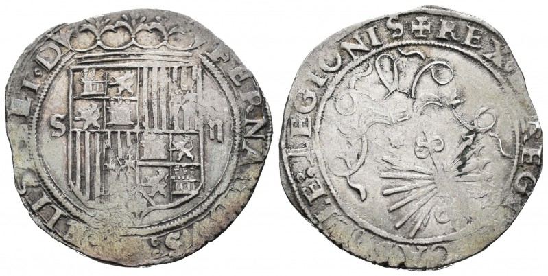 Fernando e Isabel (1474-1504). 2 reales. Sevilla. (Cal 2019-516). Ag. 6,81 g. Va...