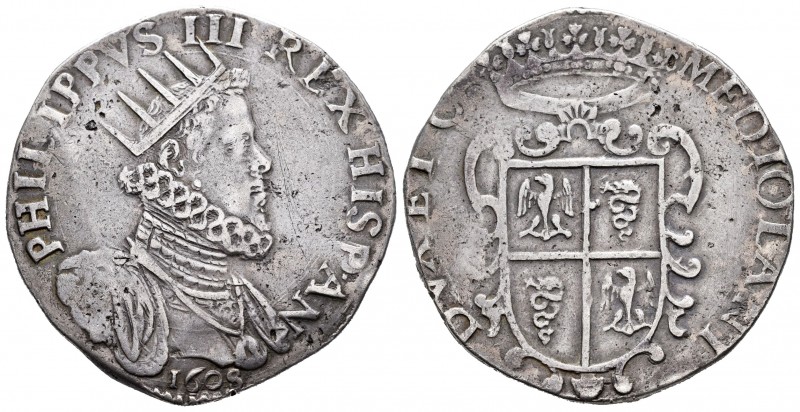 Felipe III (1598-1621). Ducatón. 1608. Milán. M. (Mir-340/8). (Olivares-181). (V...