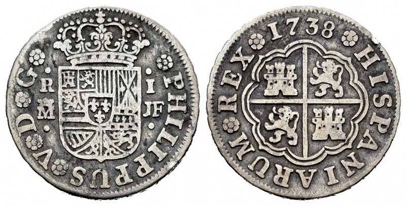 Felipe V (1700-1746). 1 real. 1738. Madrid. JF. (Cal 2008-1546). (Cal 2019-454)....