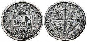 Felipe V (1700-1746). 2 reales. 1725. Cuenca. JJ. (Cal 2008-1164). (Cal 2019-673). Ag. 5,10 g. Escasa. MBC+. Est...90,00. English: Philip V (1700-1746...