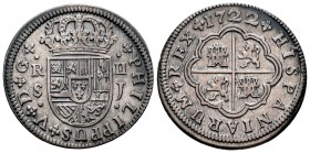 Felipe V (1700-1746). 2 reales. 1722. Sevilla. J. (Cal 2008-1424). (Cal 2019-980). Ag. 5,06 g. Tono. MBC+. Est...80,00. English: Philip V (1700-1746)....