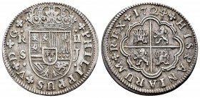 Felipe V (1700-1746). 2 reales. 1724. Sevilla. J. (Cal 2008-1426). (Cal 2019-982). Ag. 5,66 g. MBC+. Est...75,00. English: Philip V (1700-1746). 2 rea...