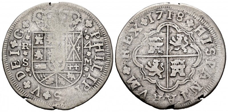 Felipe V (1700-1746). 4 reales. 1718. Sevilla. M. (Cal 2008-1143). (Cal 2019-122...