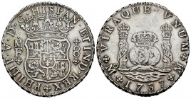 Felipe V (1700-1746). 8 reales. 1737. México. MF. (Cal 2008-781). (Cal 2019-1446). Ag. 26,93 g. MBC+. Est...220,00. English: Philip V (1700-1746). 8 r...