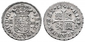 Fernando VI (1746-1759). 1/2 real. 1748. Madrid. JB. (Cal 2008-649). (Cal 2019-67). Ag. 1,59 g. MBC+. Est...35,00. English: Ferdinand VI (1746-1759). ...