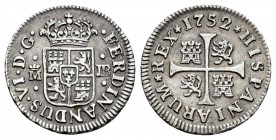 Fernando VI (1746-1759). 1/2 real. 1752. Madrid. JB. (Cal 2008-653). (Cal 2019-71). Ag. 1,37 g. MBC+. Est...50,00. English: Ferdinand VI (1746-1759). ...