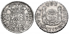 Fernando VI (1746-1759). 2 reales. 1759. México. M. (Cal 2008-500). (Cal-306). Ag. 6,44 g. MBC. Est...100,00. English: Ferdinand VI (1746-1759). 2 rea...