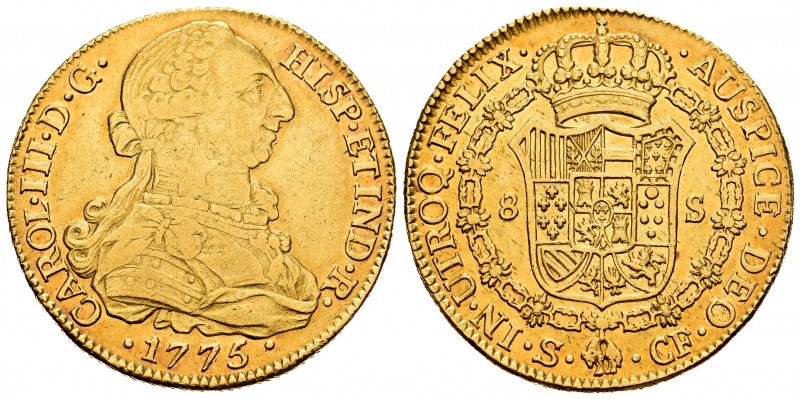 Carlos III (1759-1788). 8 escudos. 1775. Sevilla. CF. (Cal 2008-254). (Cal 2019-...