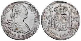 Carlos IV (1788-1808). 2 reales. 1800. Guatemala. M. (Cal 2008-923). (Cal 2019-558). Ag. 6,72 g. Bella. Brillo original. Escasa, aún más en esta conse...