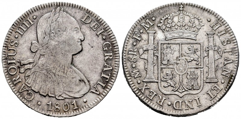 Carlos IV (1788-1808). 8 reales. 1801. México. FM. (Cal 2008-696 variante). Ag. ...