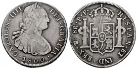 Carlos IV (1788-1808). 8 reales. 1800. Potosí. PP. (Cal 2008-723). (Cal 2019-1004). Ag. 26,69 g. Rayas. BC. Est...35,00. English: Charles IV (1788-180...