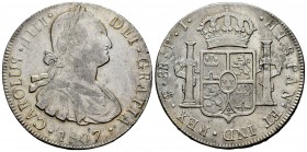 Carlos IV (1788-1808). 8 reales. 1807. Potosí. PJ. (Cal 2008-731). (Cal 2019-1013). Ag. 27,09 g. Leves manchitas. EBC-. Est...125,00. English: Charles...