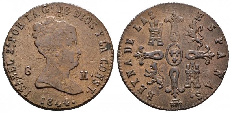 Isabel II (1833-1868). 8 maravedís. 1844. Segovia. (Cal 2008-500). Ae. 9,84 g. M...