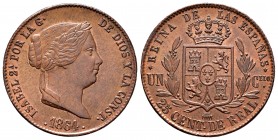 Isabel II (1833-1868). 25 céntimos. 1864. Segovia. (Cal 2008-599). (Cal 2019-197). Ae. 9,94 g. Restos de brillo original. EBC. Est...80,00. English: E...