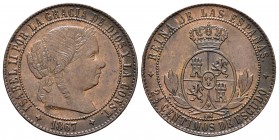 Isabel II (1833-1868). 2 1/2 céntimos de escudo. 1867. Jubia. OM. (Cal 2008-644). (Cal 2019-236). Ae. 6,44 g. EBC/EBC+. Est...75,00. English: Elizabet...