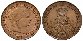 Isabel II (1833-1868). 2 1/2 céntimos de escudo. 1867. Segovia. OM. (Cal 2008-647). Ae. 6,19 g. EBC-. Est...40,00. English: Elizabeth II (1833-1868). ...