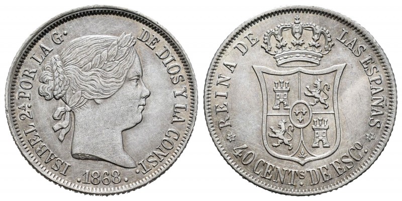 Isabel II (1833-1868). 40 céntimos de escudo. 1868*18-68. Madrid. (Cal 2008-338)...