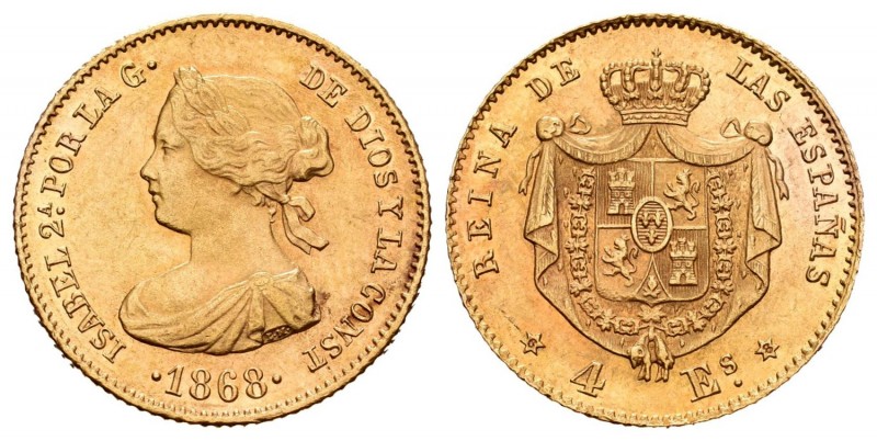 Isabel II (1833-1868). 4 escudos. 1868*6-8. Madrid. (Cal 2008-112). (Cal 2019-69...