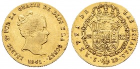 Isabel II (1833-1868). 80 reales. 1841. Sevilla. RD. (Cal 2008-90). (Cal 2019-745). Au. 6,72 g. Golpecitos en el canto. MBC. Est...260,00. English: El...
