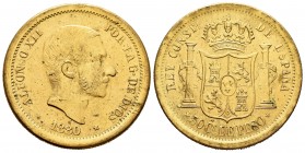 Centenario de la Peseta (1868-1931). Alfonso XII (1874-1885). 50 centavos. 1880. (Cal 2008-no). (Cal 2019-Pág. 538). 13,38 g. Prueba en latón realizad...