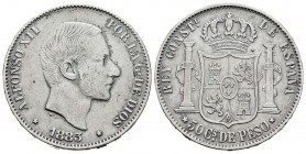 Centenario de la Peseta (1868-1931). Alfonso XII (1874-1885). 50 centavos. 1883. Manila. (Cal 2008-83). (Cal 2019-99). Ag. 12,96 g. Golpecitos en el c...